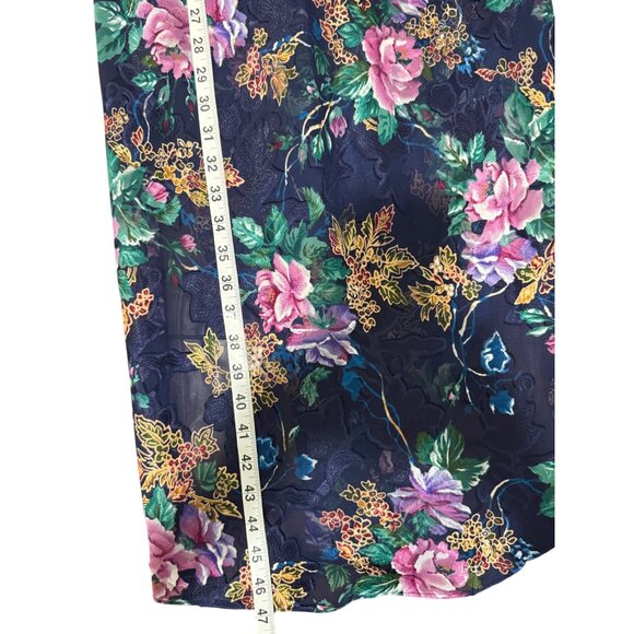 Vintage California Dynasty Slip Nightgown Lace Sheer Burnout Floral Blue Size S - Picture 5 of 7